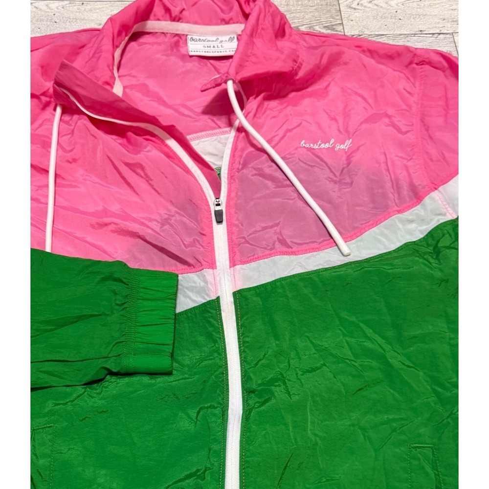 Barstool Golf Sports Women's Colorblock Pink And Green Windbreaker Size SMALL